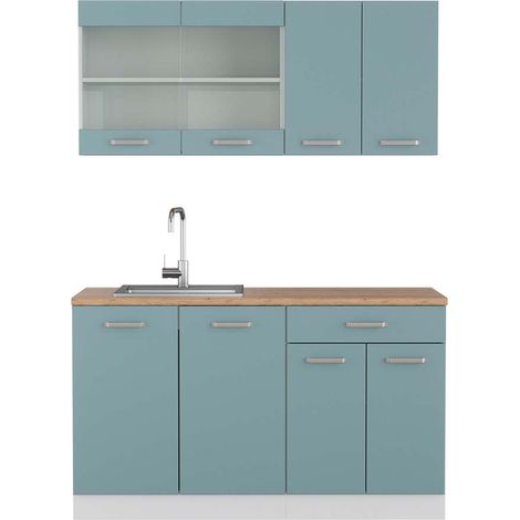 Cocina versátil R-Line, Azul-gris-blanco, 140 cm , ET Roble, Vicco (1/5)