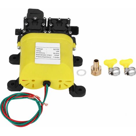 Bomba de diafragma de alta presión de 12 V y 120 W, 8 L, con conector de cobre - Bomba de inyección de agua automática (1/5)
