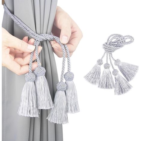 Lot de 2 embrasses grises pour rideaux cordons et fixations pour tentures accessoires de décoration intérieure (1/5)