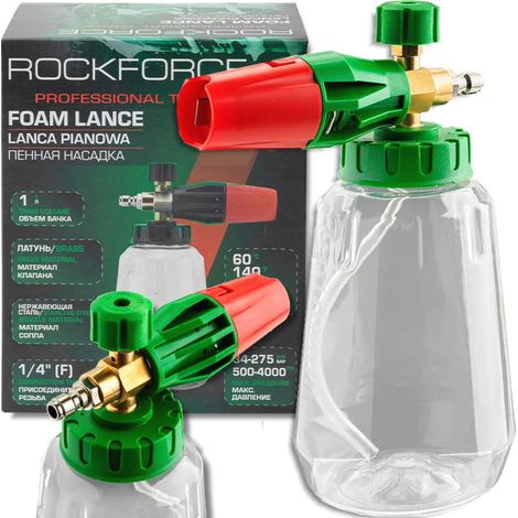 Pistola per schiuma ROCKFORCE da 1 litro per idropulitrice ad alta pressione da 275 bar, attacco da 1/4" F