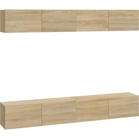 vidaXL Mobili Porta TV a Parete 4 pz Rovere Sonoma 100x30x30 cm (1/5)