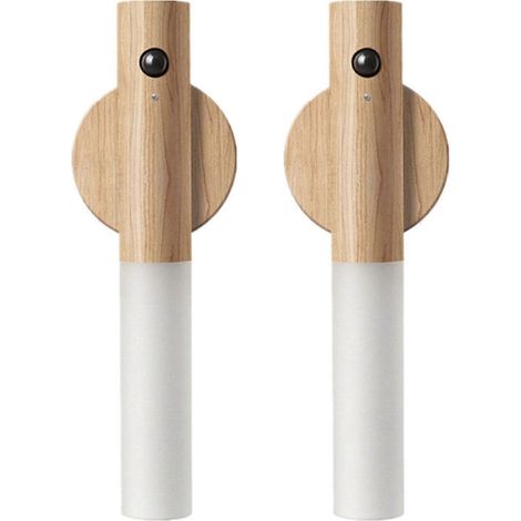 2er-Pack magnetisches Nachtlicht aus Holz mit Bewegungsmelder und zwei Leuchtmodi, wiederaufladbare LED-Wandleuchte für Schlafzimmer, Flur, Schrank (Weiße Esche)