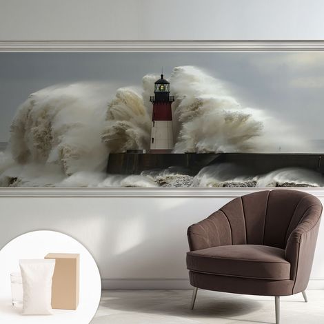Papier peint décoratif avec colle pour salon, chambre à coucher et bureau – Design moderne et facile à poser Vagues marines 250x104 cm (1/5)