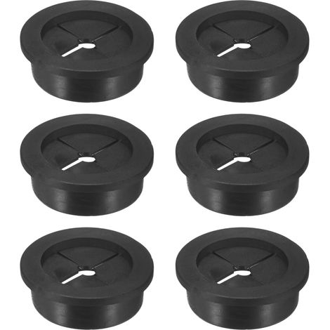 6-Pack Passe-câbles En Caoutchouc Pour Câblage 35mm Passe-câble De Bureau Double Face Flexible Couverture De Trou De Bureau Pour Câbles/Fils Protection Passe-câble [Noir] (1/5)