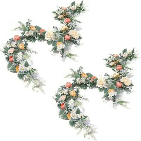 Lot de 2 vignes florales classiques, décoration de table pour fête, 170 cm, couleur champagne (1/4)