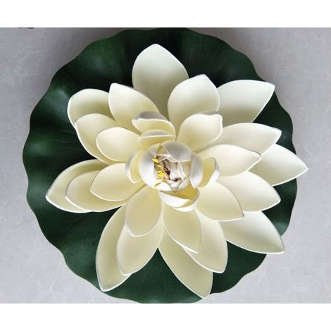 Fleur de lotus artificielle avec nénuphar, réaliste, idéale pour la décoration de votre jardin ou piscine. (1/3)