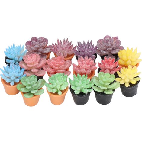 Lot de 16 plantes en pot miniatures résine 1:12 réalistes colorées pour maison de poupée (1/5)