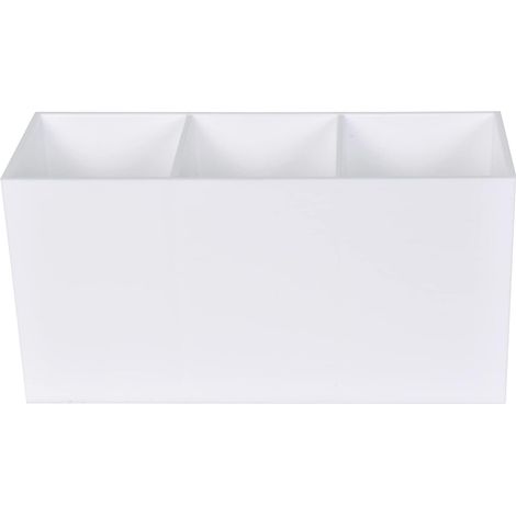 Organizador blanco de 3 compartimentos para brochas, delineadores de ojos y pintalabios práctico para guardar cosméticos.