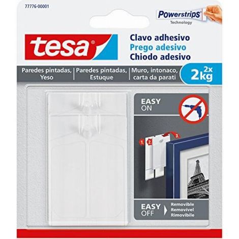 Tesa Blister 2 chiodi Adesivi per muro e Carta da Parati Portata 2,0 kg Powerstrips (1/5)