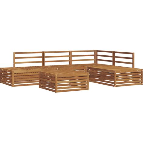 Outdoor Sofa Set 5 Piece Natural Solid Acacia Wood vidaXL