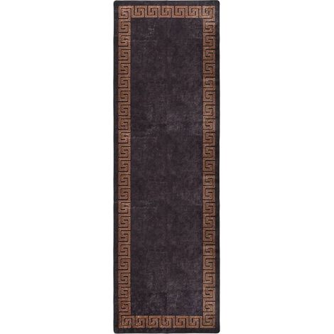 Tapis lavable antidérapant, Tapis de salon, Tapis Intérieur & Extérieur 80x300 cm Noir et doré MKS38532 (1/5)