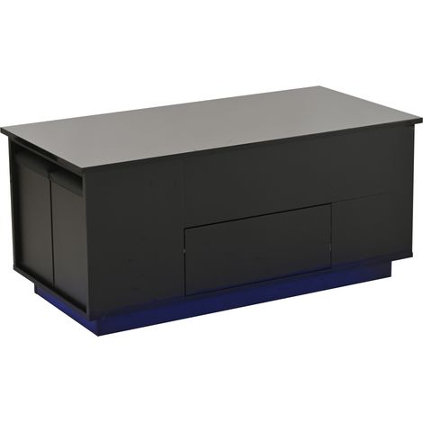 Couchtisch 100x50x45 cm mit Hubplatte und LED, 2 Schubladen, 2 Hocker MODENUIT (1/5)