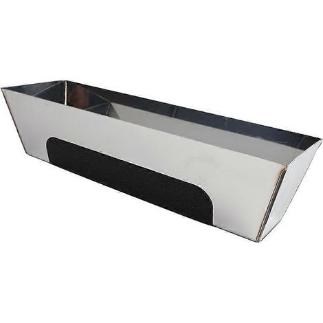 Bac à enduit en acier inoxydable avec tapis antidérapant, imperméable, lisse et robuste, 25 cm (10 pouces), idéal pour les plaques de plâtre et le plâtre. (1/5)