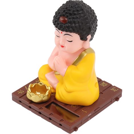 Figurine de Bouddha solaire hochant la tête, couleurs vives, plastique durable, statue de Bouddha réaliste pour la maison, la voiture ou le bureau. (1/5)