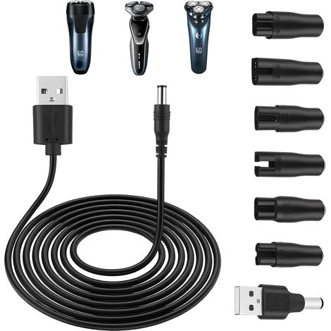 8 x 5 V USB Universal Shaver Charger Cable with 7 Connectors Adapters for All Types of Electric Shaver Trimmer Power Cord (1/5)