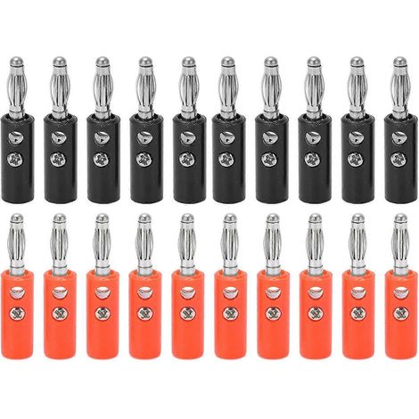 Fiches bananes de 4 mm, rouges et noires, en alliage de zinc, pour câbles d'enceintes et amplificateurs audio