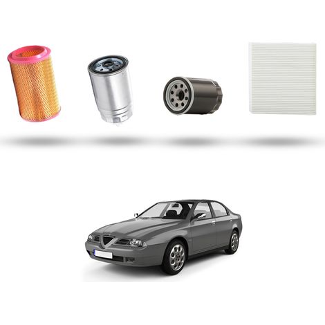 Kit Tagliando 4 filtri compatibile con Alfa Romeo 166 (936) 2.4 jtd 110kw dal 2002 al 2003 (1/5)