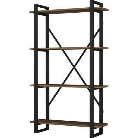 Étagère Murale sur Pied pour Salon Noyer avec Pieds en métal 90 x 150 x 30 cm (1/4)
