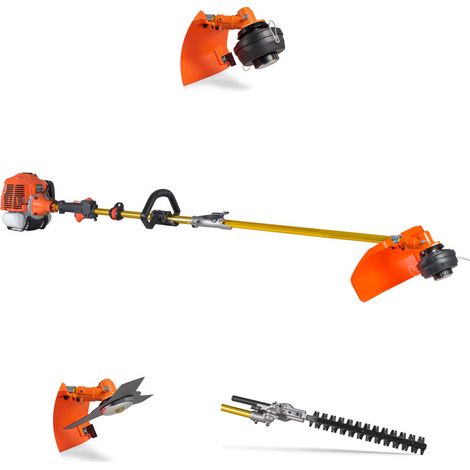 Monster 620 - Multifunktionaler 3-in-1 Motorsensen mit 2-Takt-Motor, 3-Zahn-Scheibe, Tipp-Fadenkopf und Heckenschere