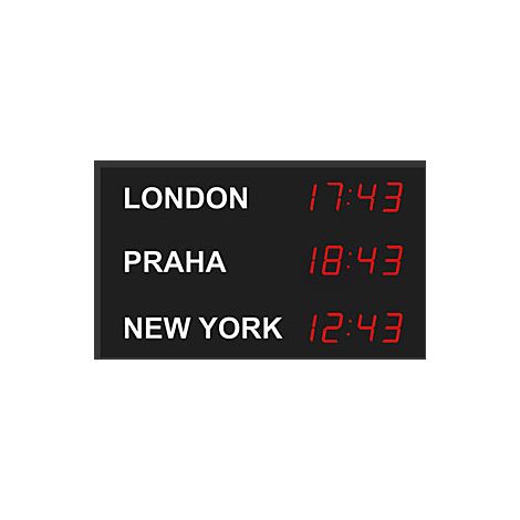 Reloj mundial LED  3 zonas horarias  disposición vertical