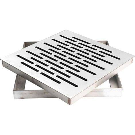 Grille de vidange au sol en acier inoxydable avec cadre carrée antidérapante pour drainage - Grille de vidange pour gouttière pour extérieur, salle de bain, jardin, patio (150 150 20mm)