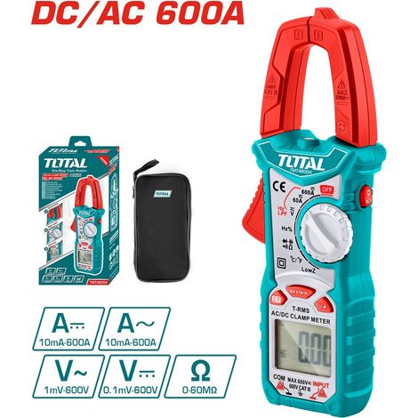 PINZA AMPEROMETRICA MULTIMETRO DIGITALE MISURAZIONI AC DC 600A 600V TOTAL