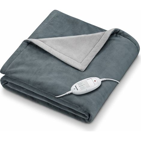 Beurer 42106 HD 75 Coperta Elettrica 100W 6 Livelli di Temperatura Spegnimento Automatico Lavabile Tessuto Felpato colore Grigio Scuro (1/3)