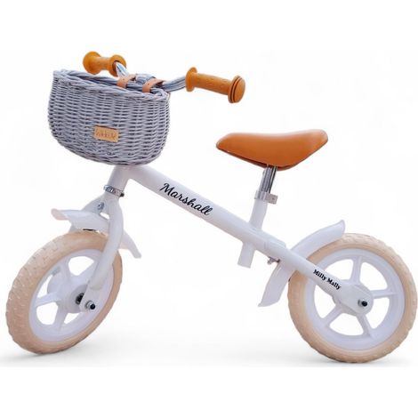 Panier en osier pour draisienne, gris, avec sangles Dumpy MINI.