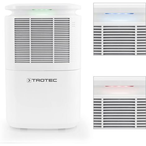 Trotec – Déshumidificateur 12l/j pour pièces jusqu'à 15m2 – Mode séchage textile – Évacuation des condensats – Indicateur d'hygrométrie LED