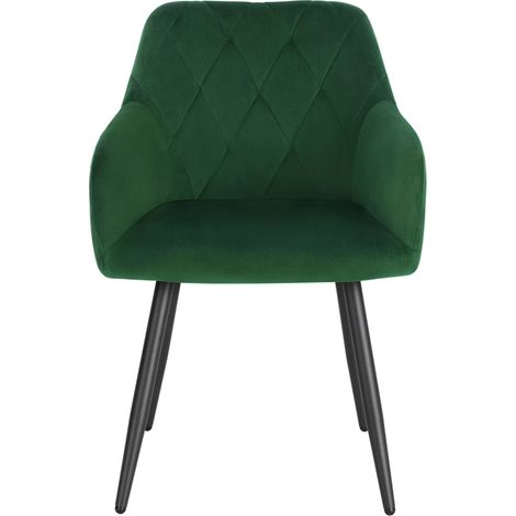 Silla de comedor con reposabrazos, terciopelo verde oscuro, patas metálicas, 1 pieza MODENUIT (1/5)