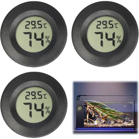 Thermomètre Hygromètre Mini Digital LCD Température Humidité Portable Thermo Indicateur, 3 Pièces Mini cercle LCD Digital Thermomètre Hygromètre, pour Bureau Cuisine Humidors Incubateurs Reptiles