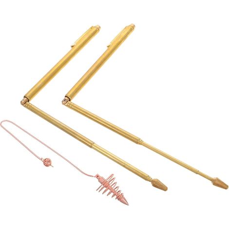 Baguettes de Sourcier en Cuivre 2 Pièces Télescopiques Accessoires Multifonctions pour Radiesthésie Extérieure Outil Portable pour Chasse aux Fantômes Recherche D’Eau et (1/5)