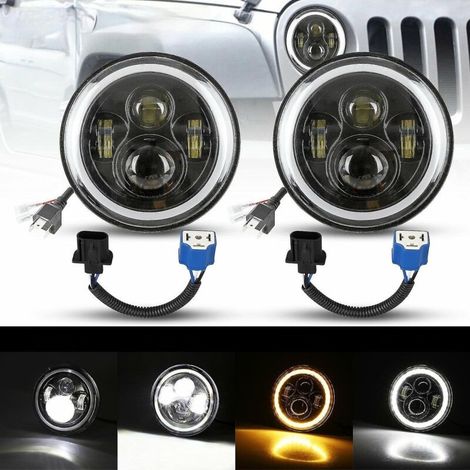 7-inch CREE LED headlight for Jeep Wrangler JK LJ – 80W – 12-24V DC – IP67 waterproof – 6000K light – Plug and play installation (1/5)