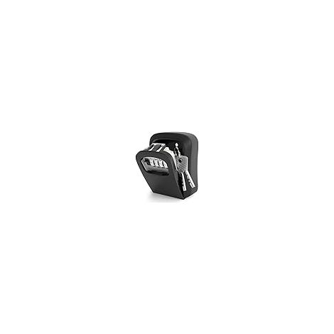 Secure Outdoor Key Box, Wall-Mounted Key Box with Code, Robust Aluminum Alloy, Weatherproof, for Keys and Cards, Black (1/5)