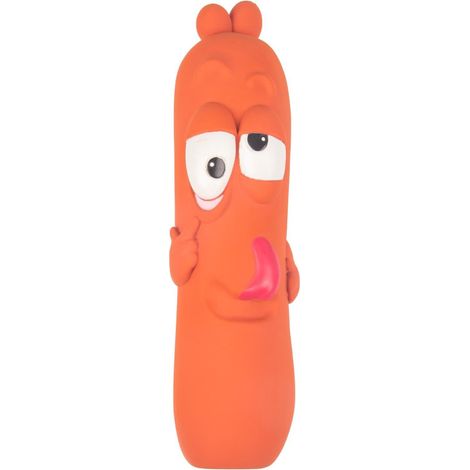 Jouet latex Tipsy saucisse brun taille ø 8 cm x  30.5 cm pour chien - Flamingo