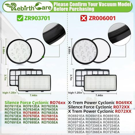 ZR903701 Filter für Rowenta Silence Force Cyclonic RO76xx RO7681EA RO7695EA RO7695EA RO7647EA RO7663EA RO7676EA Ersatzfilter (1/5)