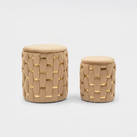 Puf mauro ferretti conjunto dos piezas arena dorado 37x42cm 28x35cm (1/5)
