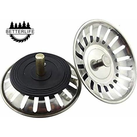 2PCS Bonde à panier universelle 8 cm Filtre à Évier de Cuisine en Acier Inoxydable Filtre Bouchon d'Évier à Double Couche Égouttoir Dévier pour Cuisine et Salle de Bain (1/5)