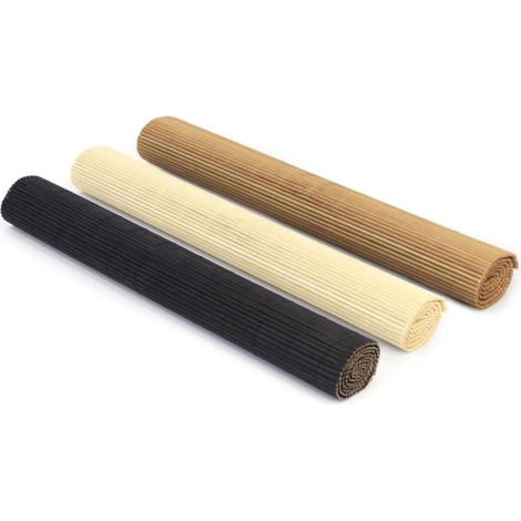 Lot de 3 Dessous de Table en Bambou – Set de nappes tressées 30x45 cm – Protège-Table décoratif et antidérapant – Coloris Assortis Noir (1/5)