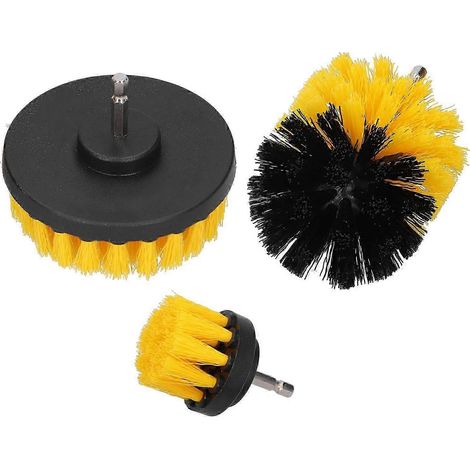 Ensemble de brosses pour perceuse AURA, brosse de nettoyage électrique à poils en nylon, outil de nettoyage de carrelage jaune (1/5)