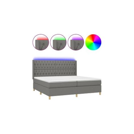 Sommier à lattes de lit matelas LED Gris foncé 200x200 Tissu (1/5)