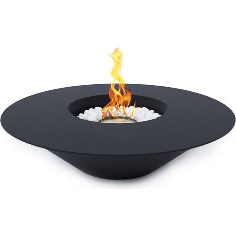 Divina Fire – Cheminée bioéthanol Santorini diamètre 60 cm – Brûleur inox 430SS TUV – Surface chauffée jusqu'à 30 m² – Installation au sol