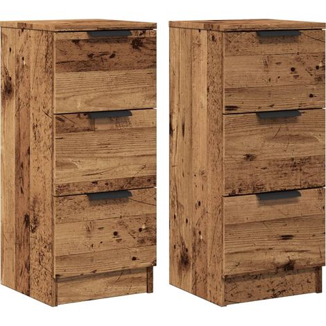2 pcs Buffet,Bahut,Meuble de Rangements vieux bois 30x30x70 cm bois d'ingénierie CFW38490 (1/5)
