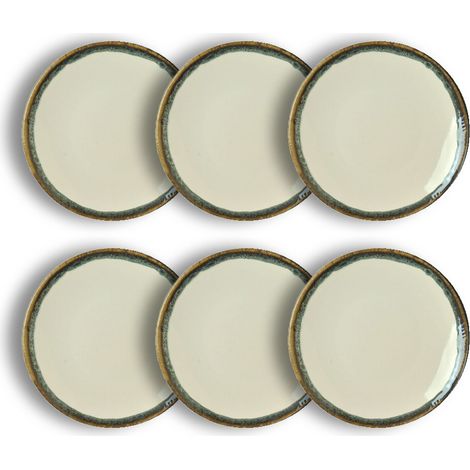 Lot de 6 assiettes à dessert 20cm en faïence, ATOME