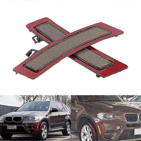 Paar bernsteinfarbene Seitenmarkierungsleuchten mit Reflektor für die vordere Stoßstange, passend für BMW X5 E70 (2011–2013), Teilenummer: 63147274433, 63147274, SZRH AF