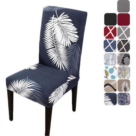 Funda elástica para silla de comedor de ajuste universal, de licra elástica duradera para decoración de banquetes, hoteles y restaurantes (The Feather, 4 piezas) (1/4)