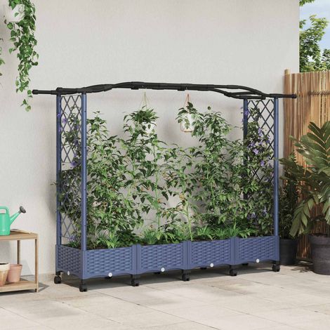 Teenpull – Hochbeet mit Rankgitter und Dach Grau 207 x 40 x 129 cm PP (1/5)