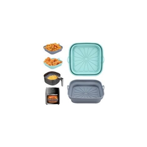 Houhence – Stampo in silicone per friggitrice ad aria – Set da 2 – Resistente al calore fino a 230°C – Pieghevole per una facile conservazione – Adatto al microonde e al forno - Crezuo