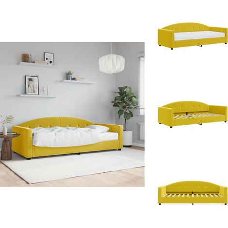 Tagesbett mit Matratze Gelb 90x200 cm Samt - Tagesbett - Schlafsofa - Gästebett - Samtcouch - Wohnzimmermöbel (1/5)