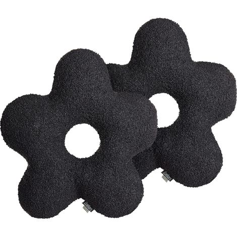 Dekokissen 2er Set CAMPONULA Bouclé 40 x 40 cm Schwarz Ohne Muster